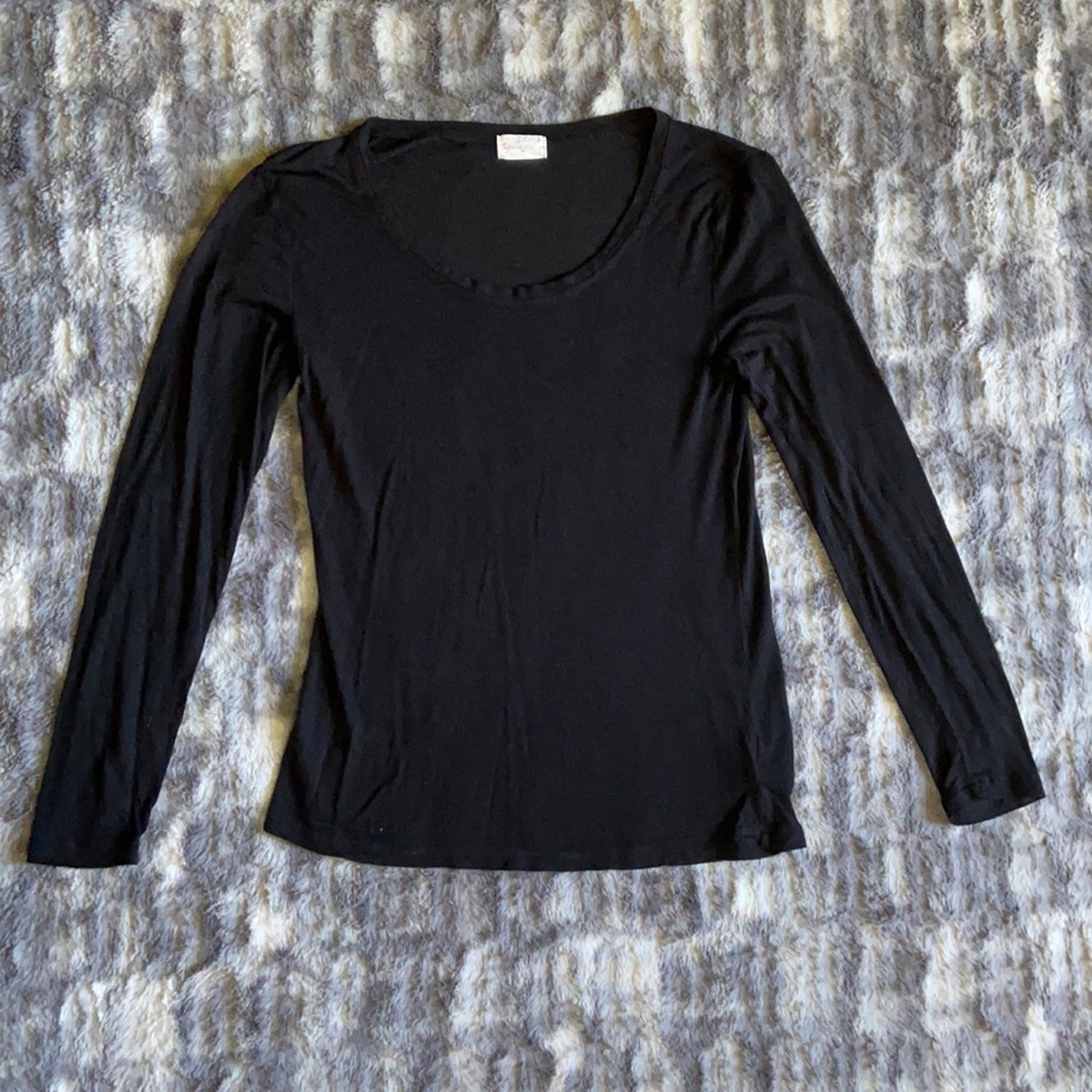 🌟Glitz Solid Black Long Sleeve Blouse/Shirt Size Large